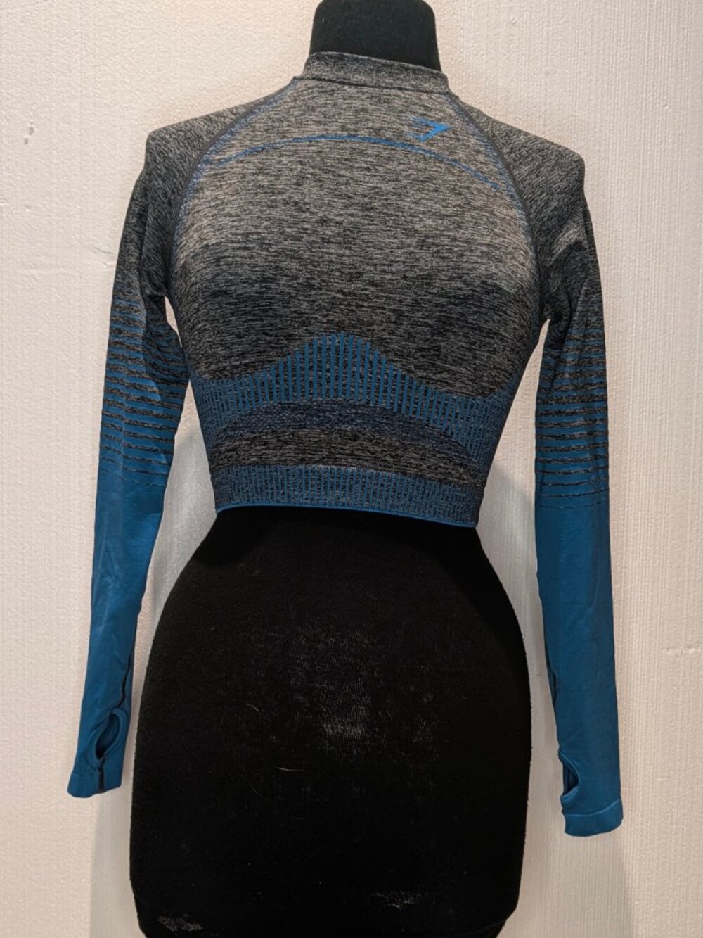 Gymshark Vital Seamless Long Sleeve Crop Top Blue Gray XS